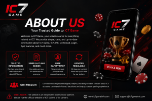 IC7 Game About Us information banner with gaming design
