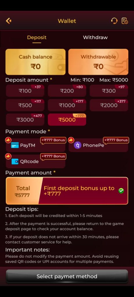 IC7 Game first deposit bonus and payment options