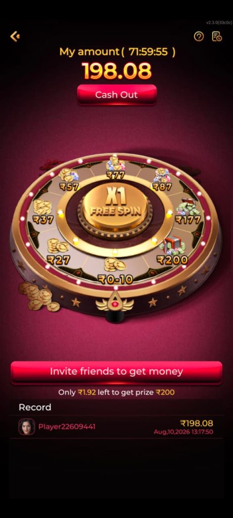 IC7 Game free spin and reward wheel