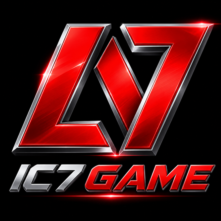 IC7 Game logo with red and silver 3D design