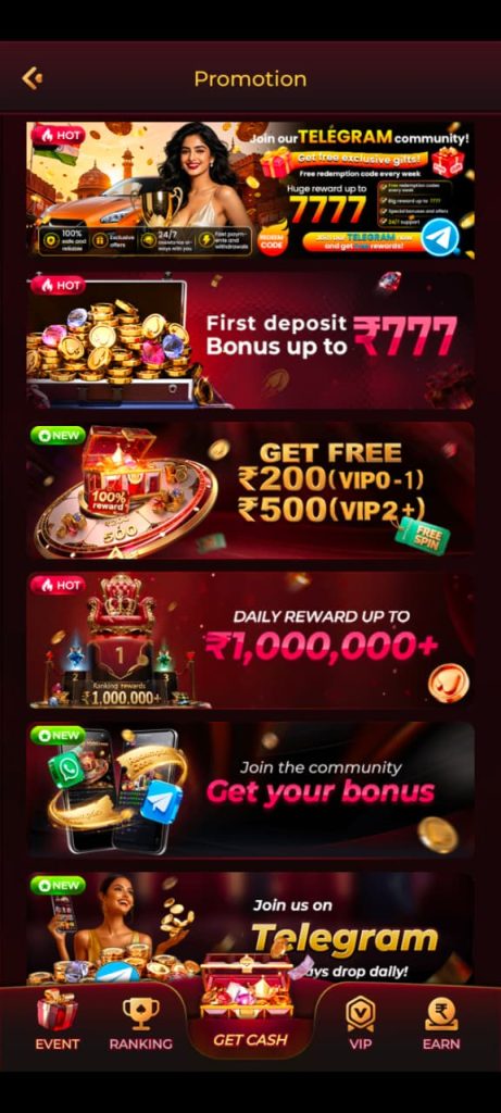 IC7 Game promotion and rewards page